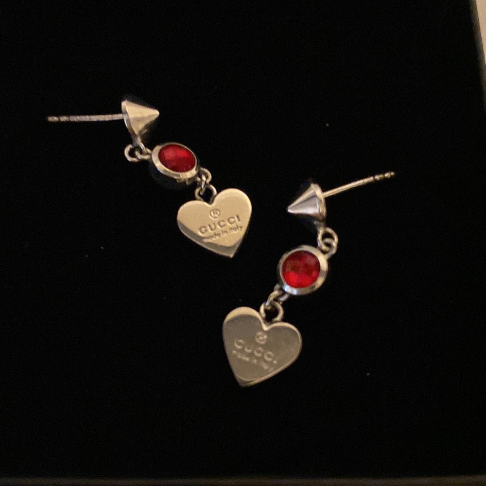 Gucci sterling silver heart drop earrings - Picture 3 of 6